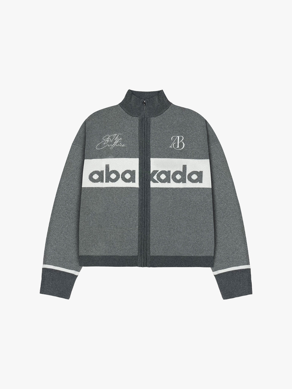KNIT CARDIGAN ZIP-UP (GREY)