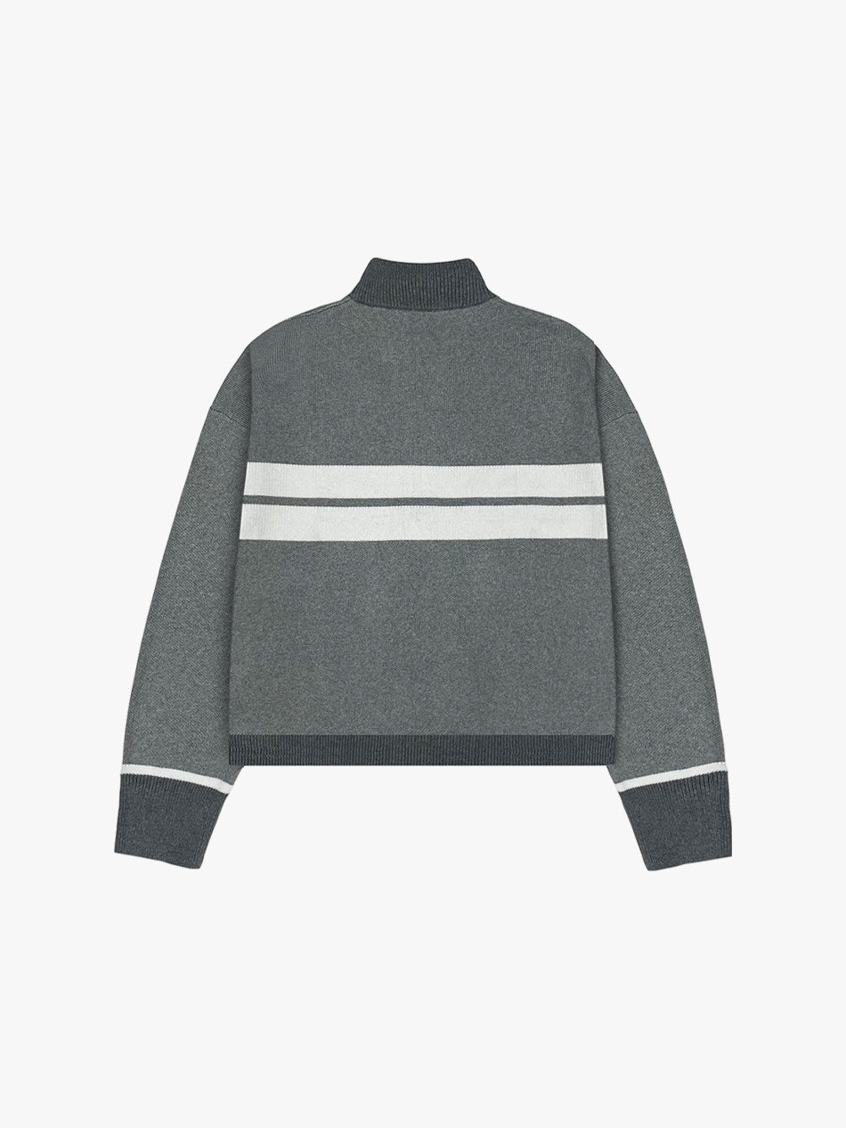 KNIT CARDIGAN ZIP-UP (GREY)