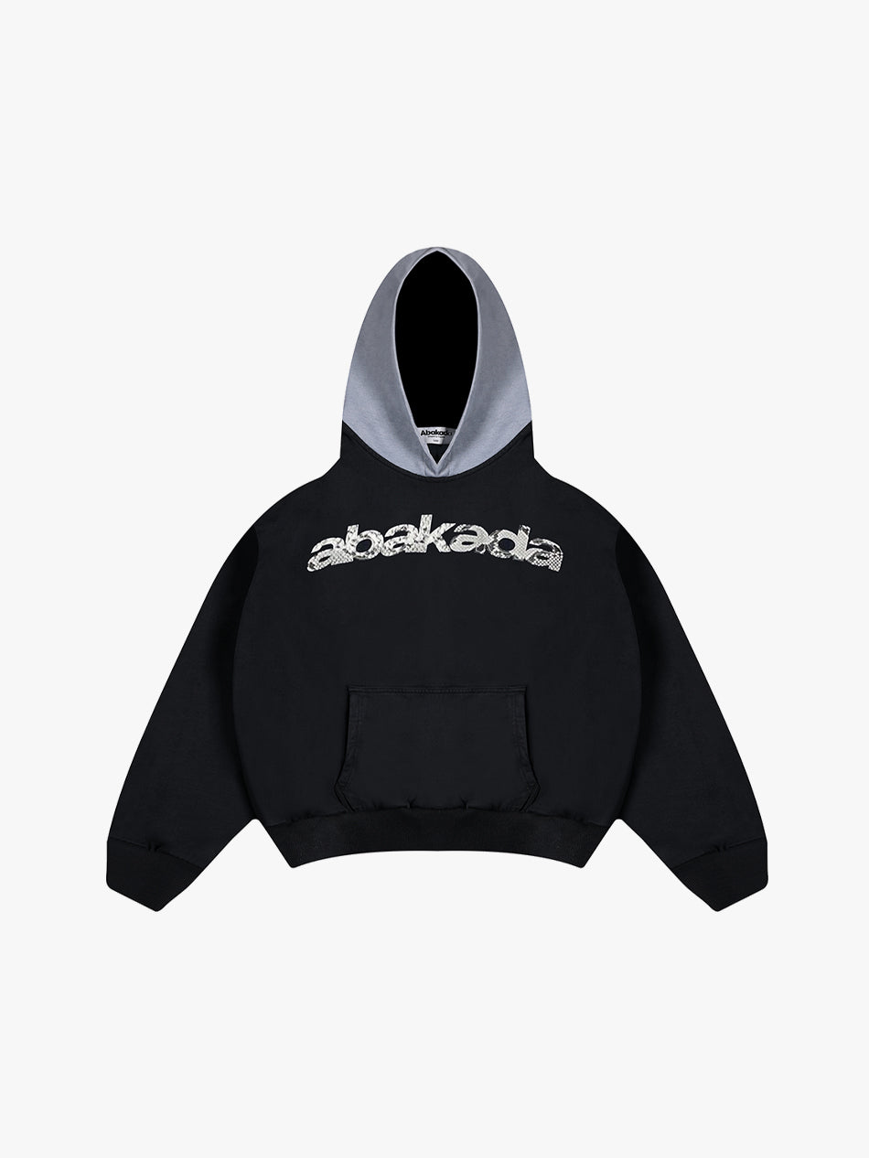 TWO-TONED SNAKESKIN HOODIE (BLACK)