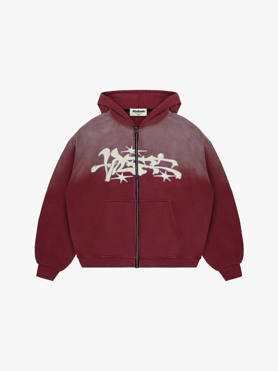 GRAFFITI BAYBAYIN ZIP-UP (WASHED RED)