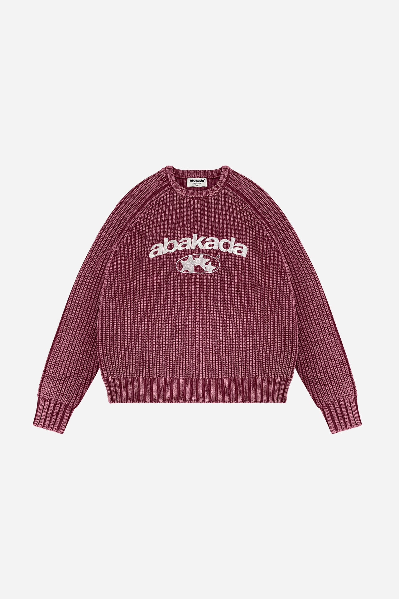 3 STAR FADED KNITTED SWEATER (WASHED RED)