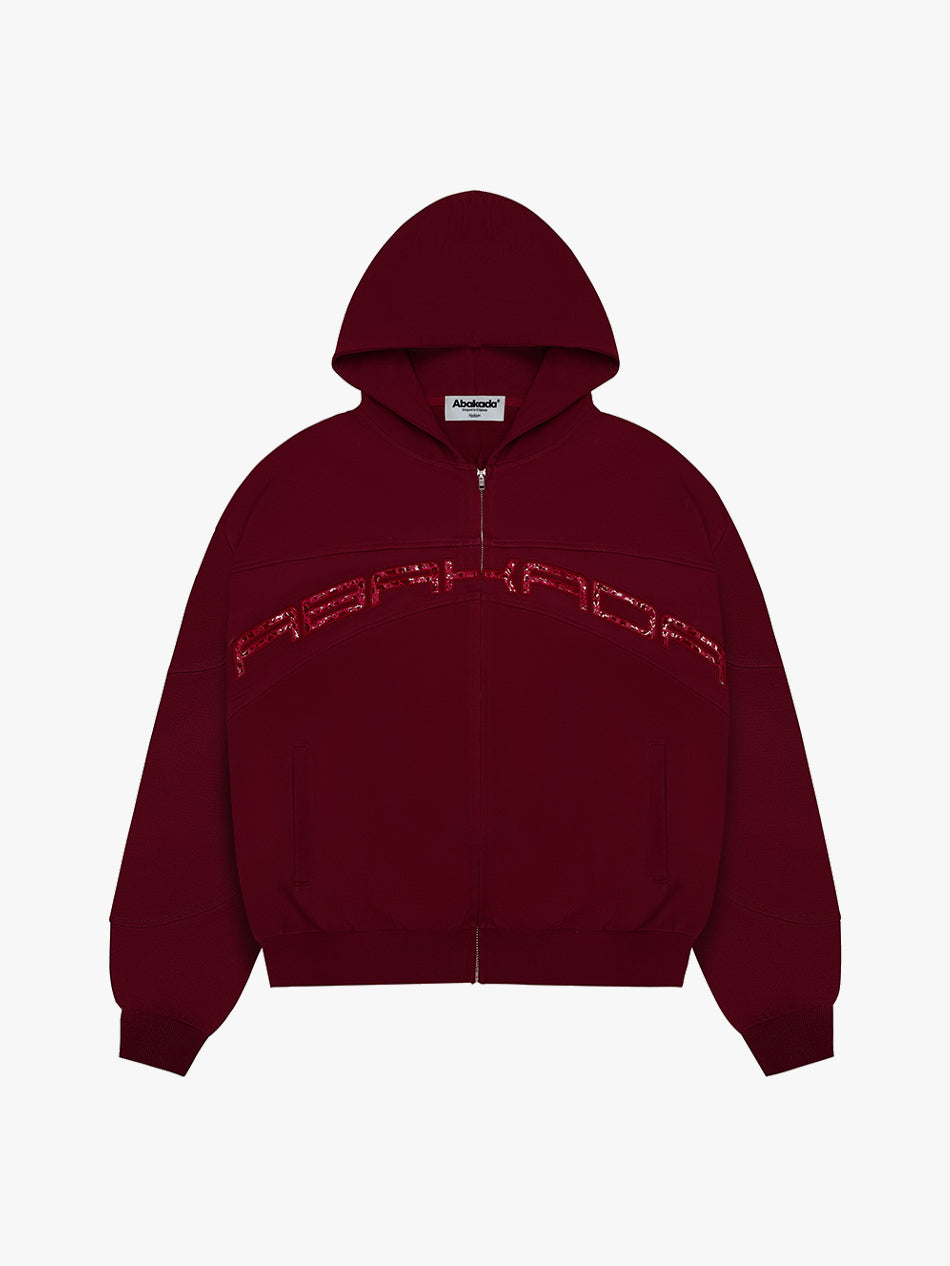 LEATHER PATCH ZIP-UP (RED)