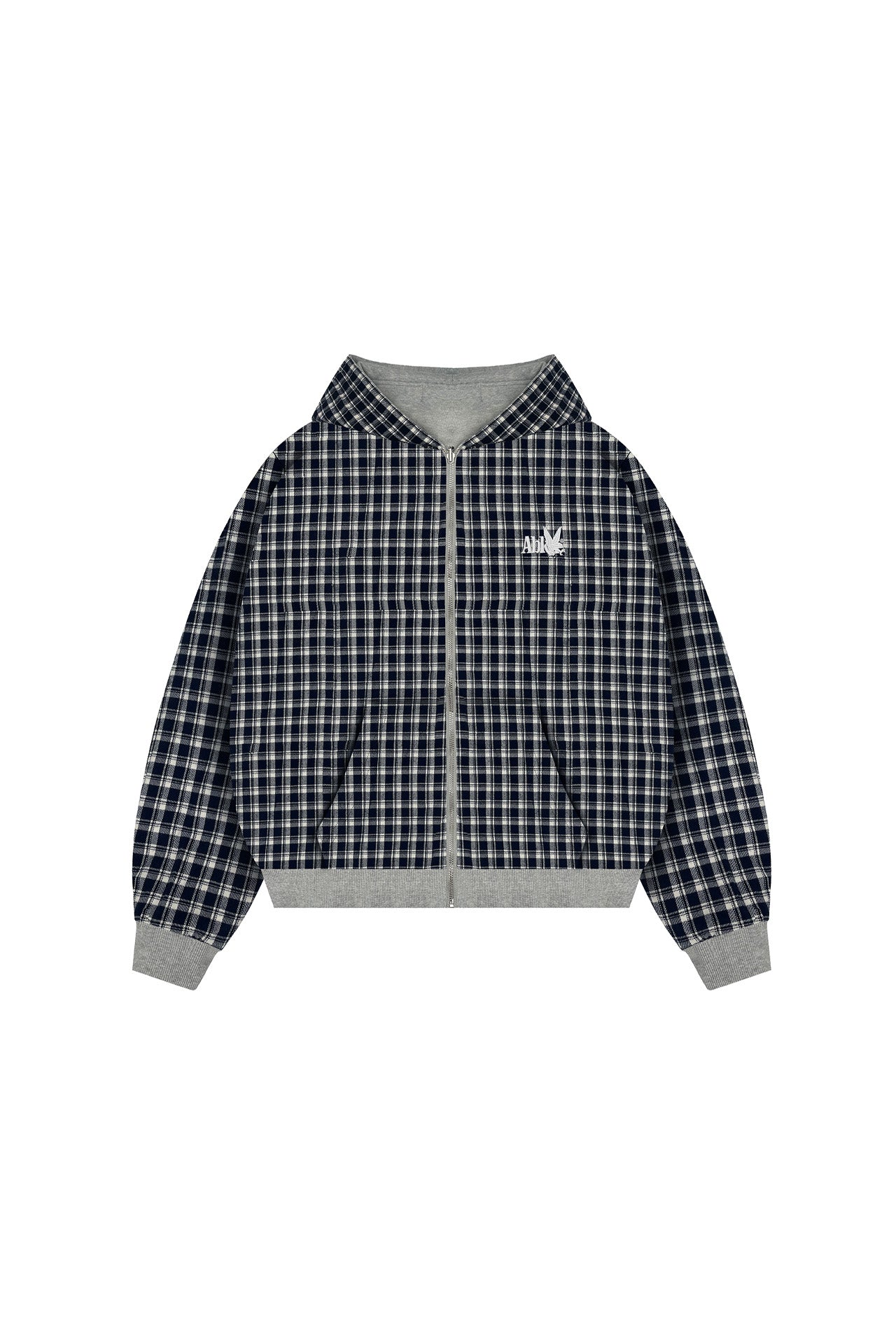 PATTERN WASHED REVERSIBLE HOODIE (GREY)