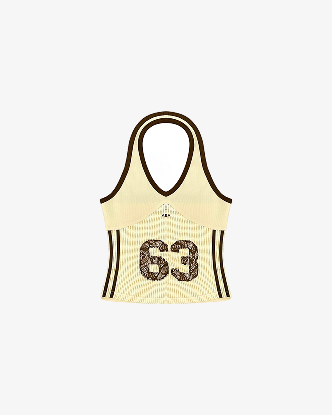 HALTER KNIT TANK TOP (CREAM/BROWN)