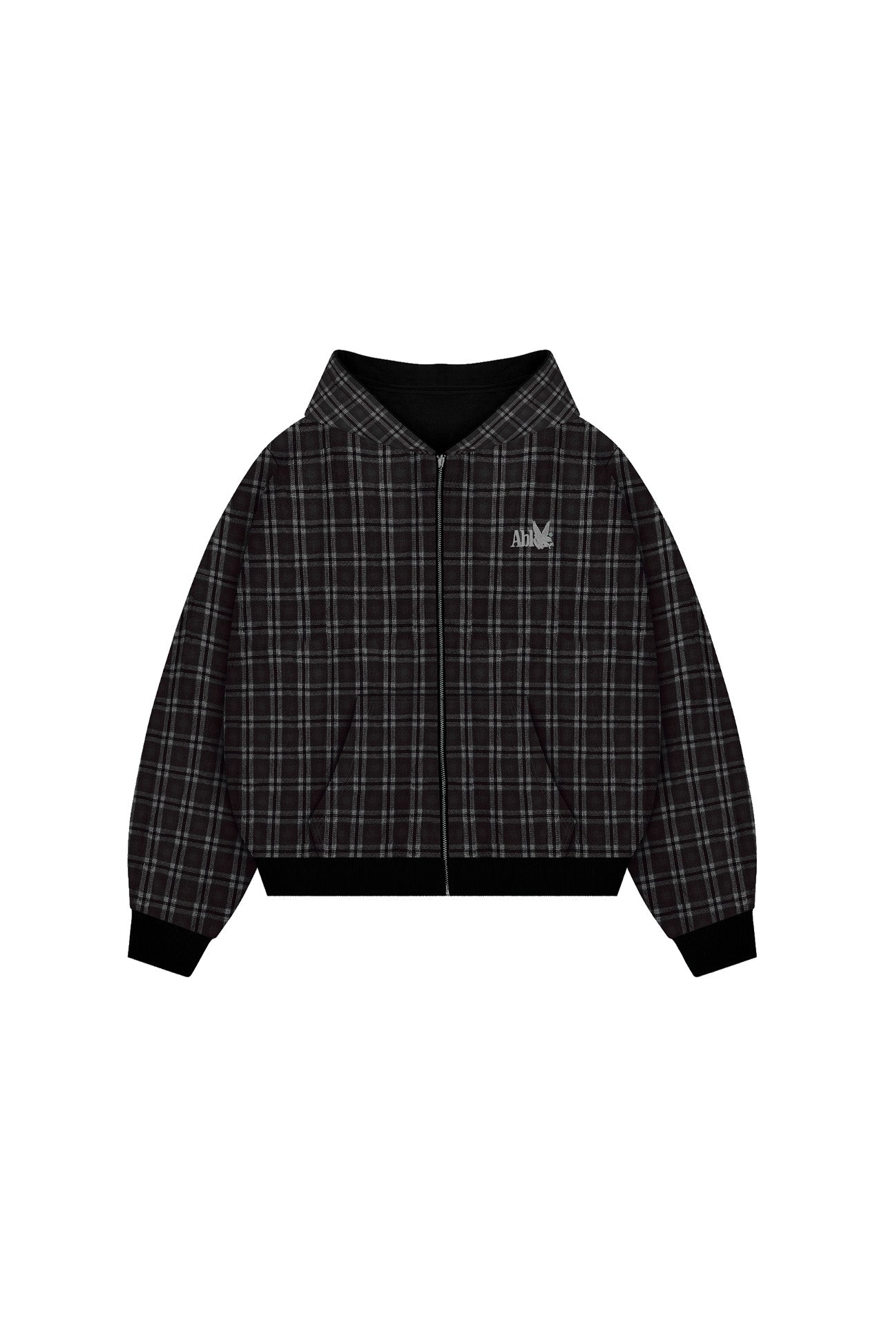 PATTERN WASHED REVERSIBLE HOODIE (BLACK)