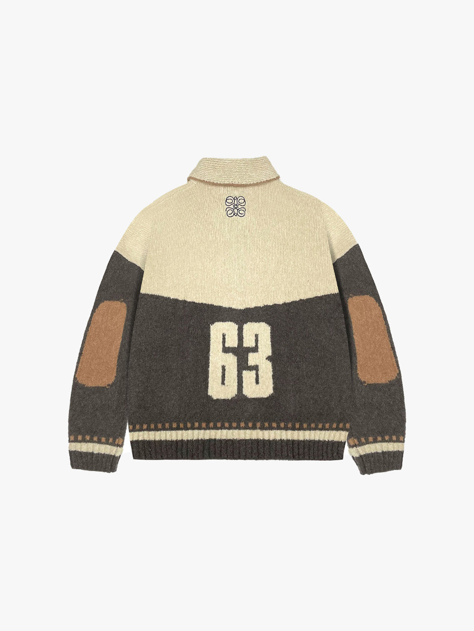 COLORBLOCK KNITTED CARDIGAN (CREAM/BROWN)