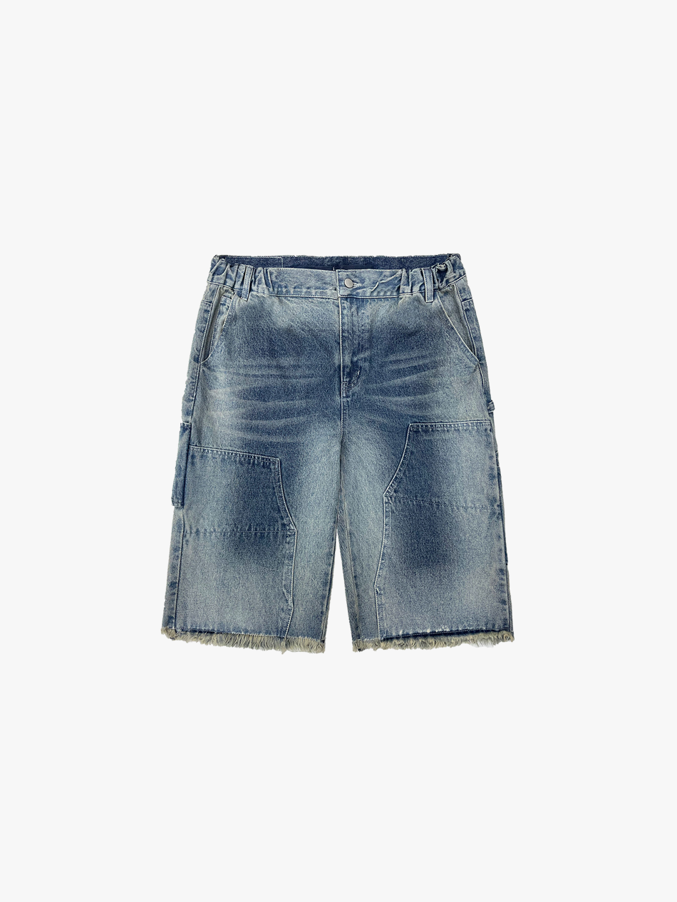 CHECKERED DISTRESSED JORTS (BLACK)