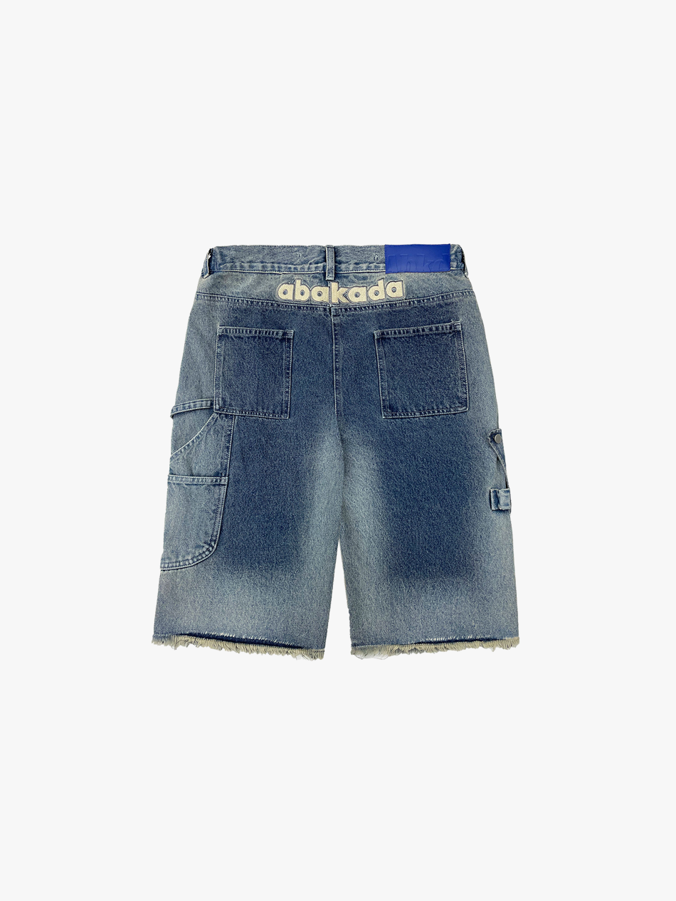 CHECKERED DISTRESSED JORTS (DENIM)