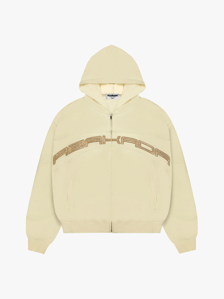 LEATHER PATCH ZIP-UP (BUTTER)