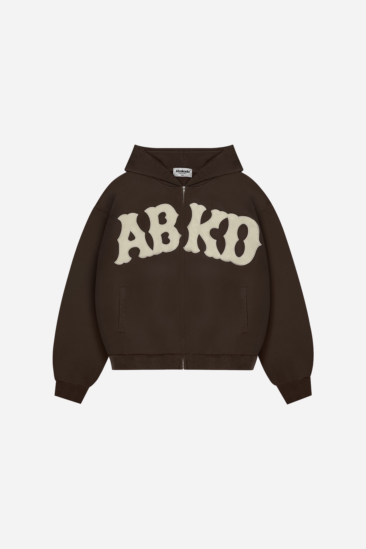 DISTRESSED PATCH ZIP-UP (BROWN)