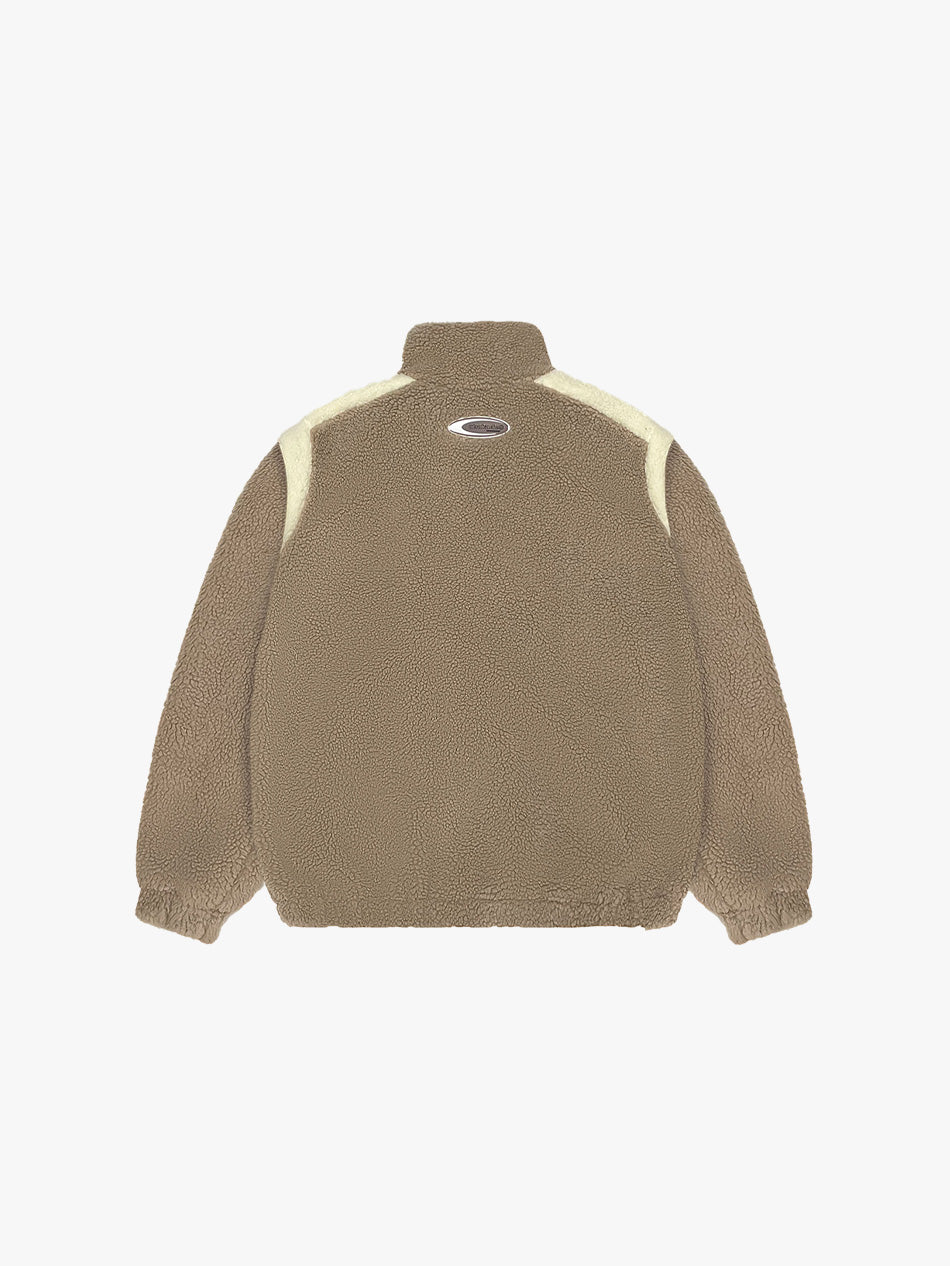 COLORBLOCK SHERPA FLEECE JACKET (KHAKI)
