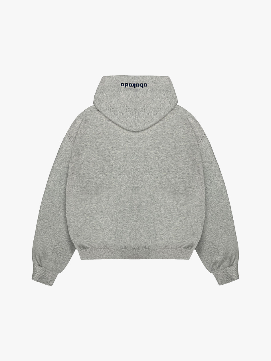 DISTRESSED PATCH ZIP-UP (GREY)