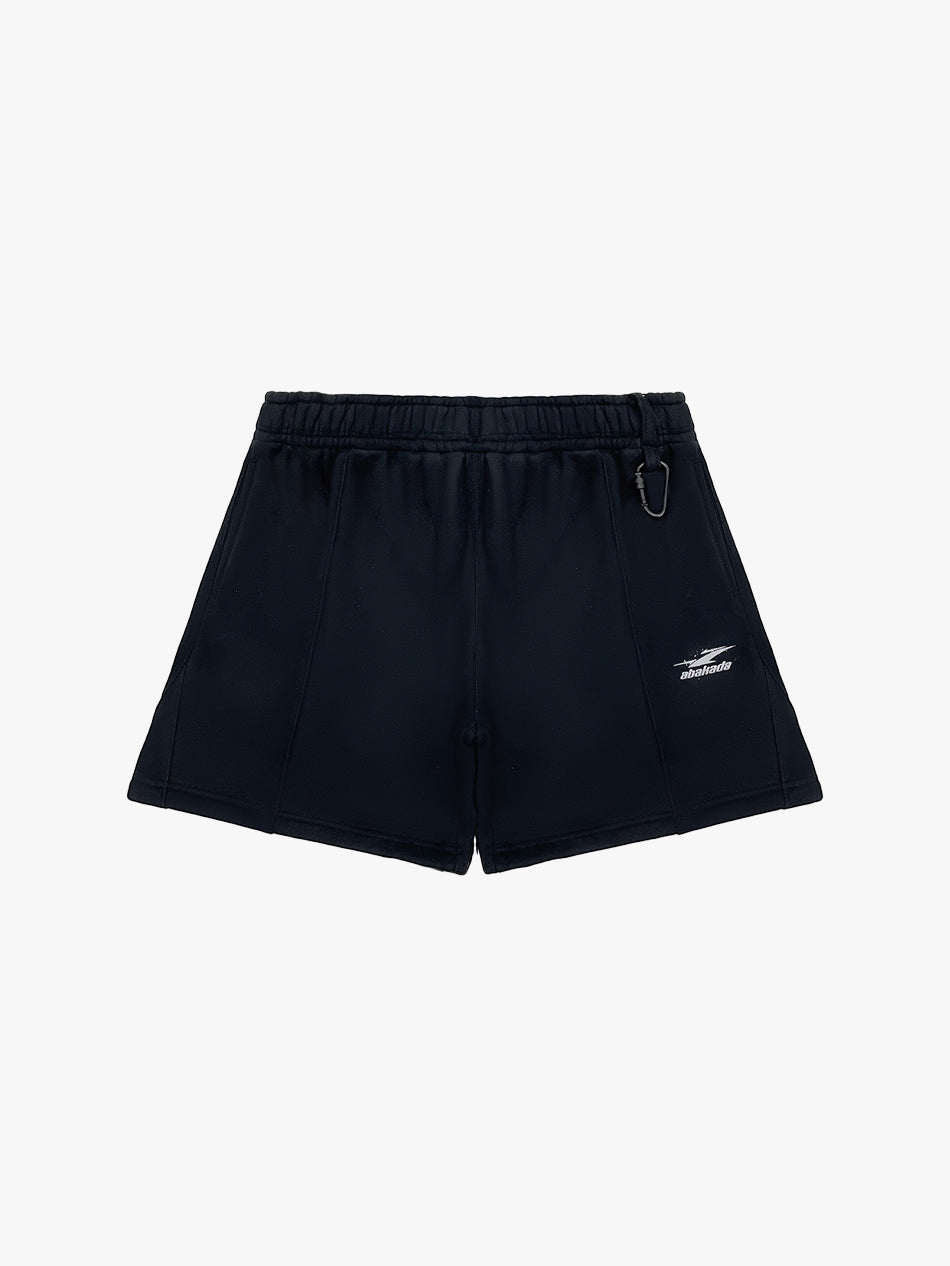 PLEATED COTTON FLEECE SHORTS (BLACK)