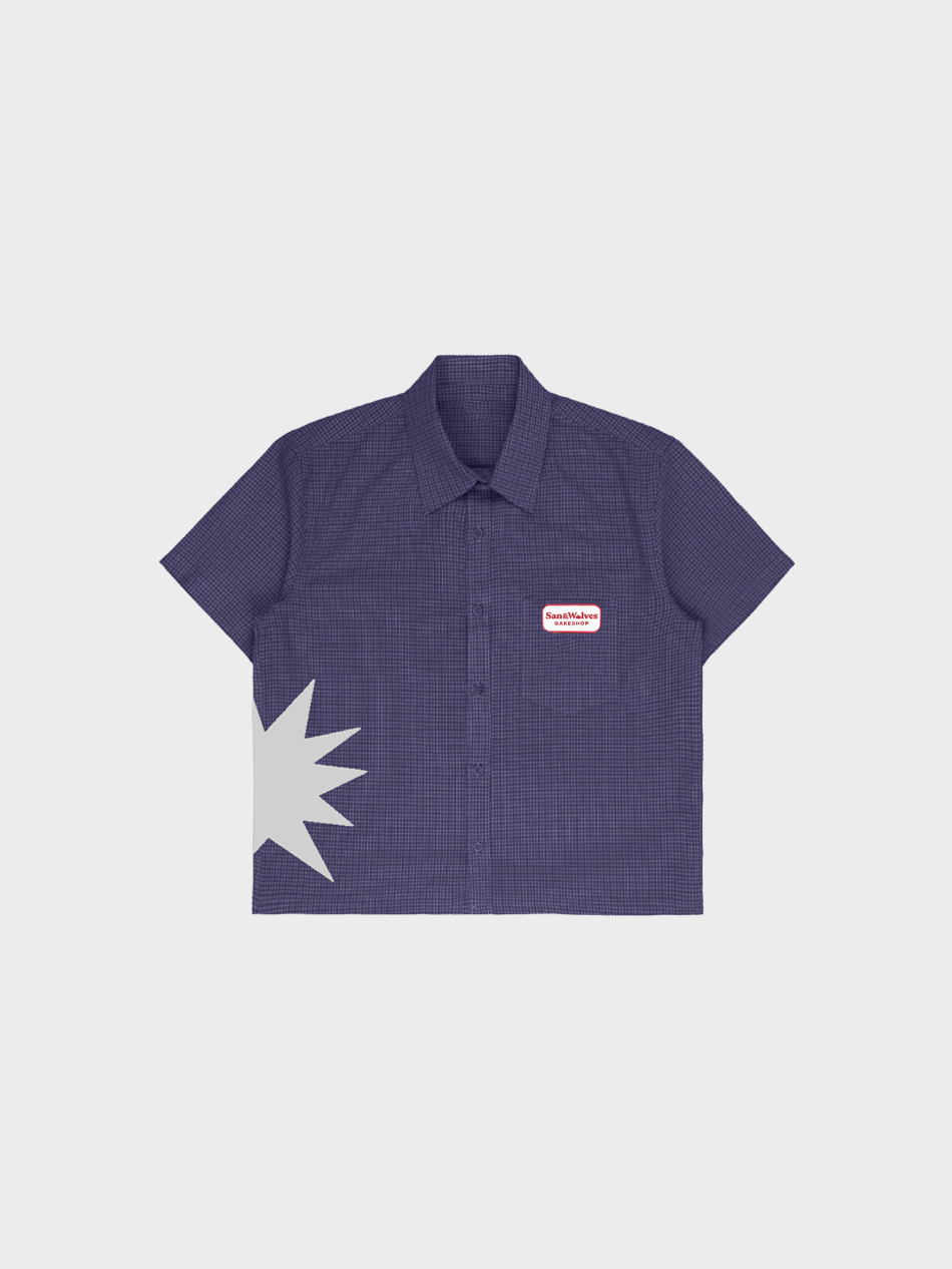GINGHAM BUTTON-UP (NAVY)