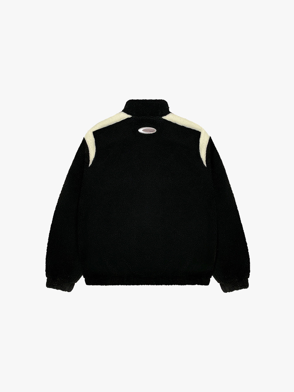 COLORBLOCK SHERPA FLEECE JACKET (BLACK)