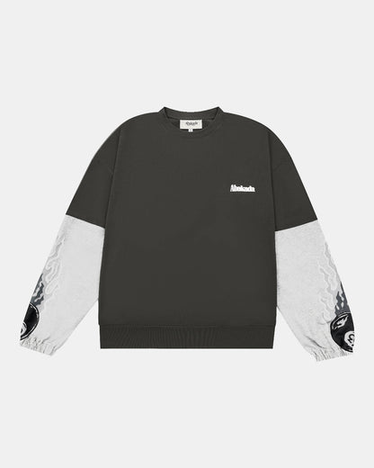 DOUBLE LAYERED LONGSLEEVE TEE (WASHED BLACK)