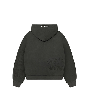 DISTRESSED PATCH WASHED ZIP-UP (BLACK)
