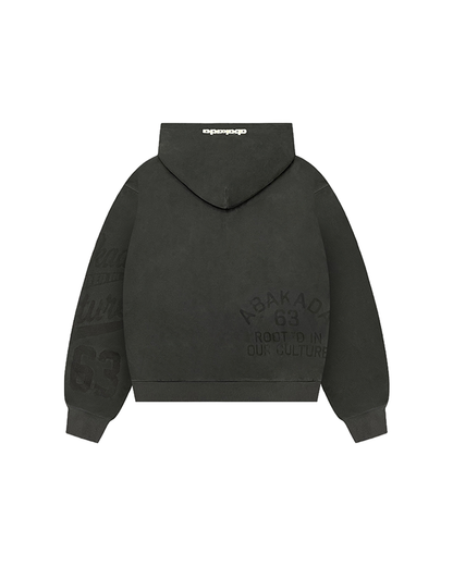 DISTRESSED PATCH WASHED ZIP-UP (BLACK)