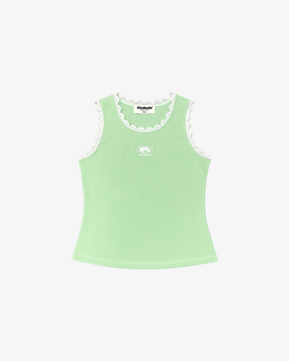 RIBBED LACED TRIM TANK (PANDAN)