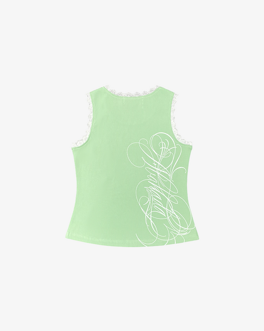 RIBBED LACED TRIM TANK (PANDAN)