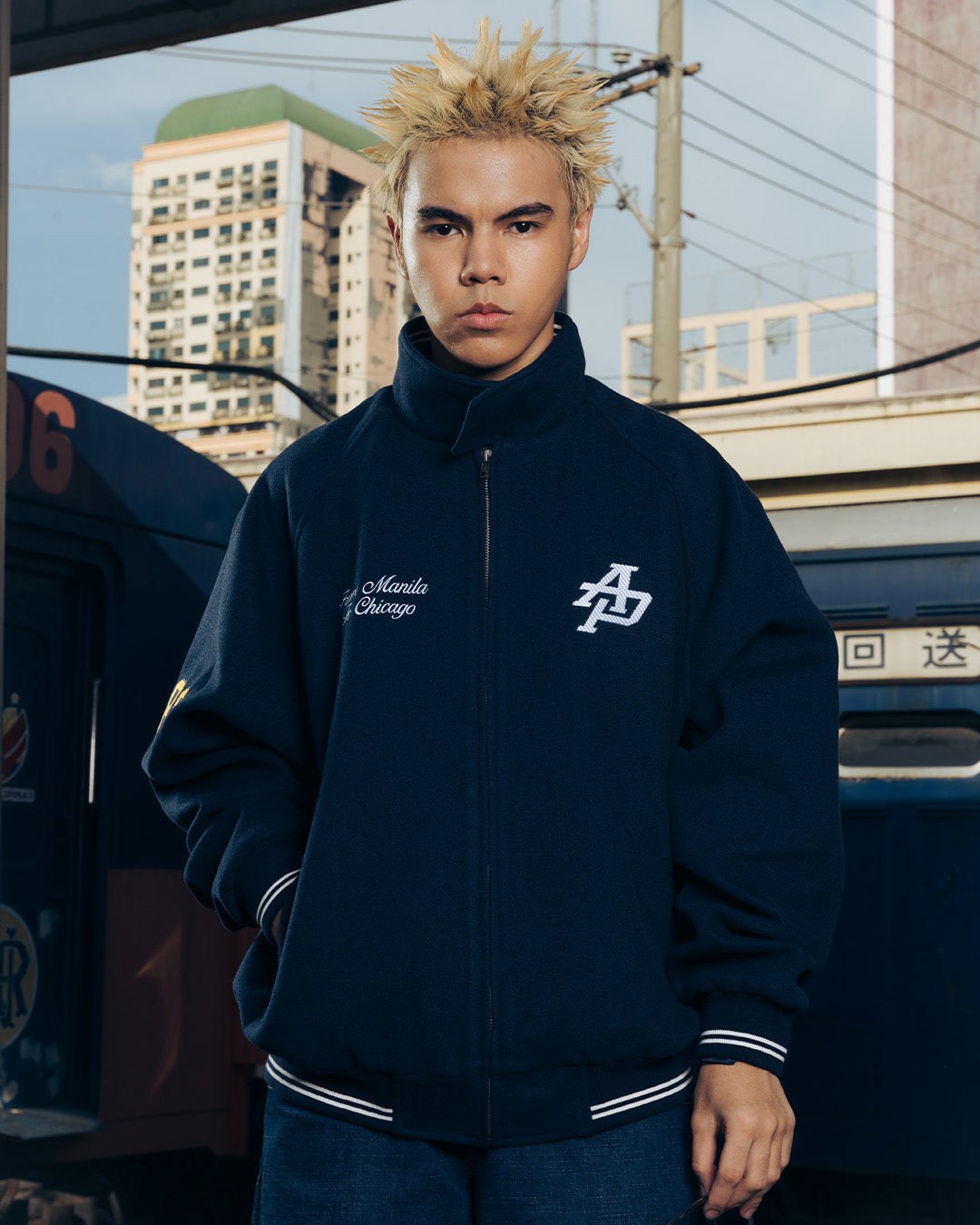 MONOGRAM WOOL JACKET (NAVY)