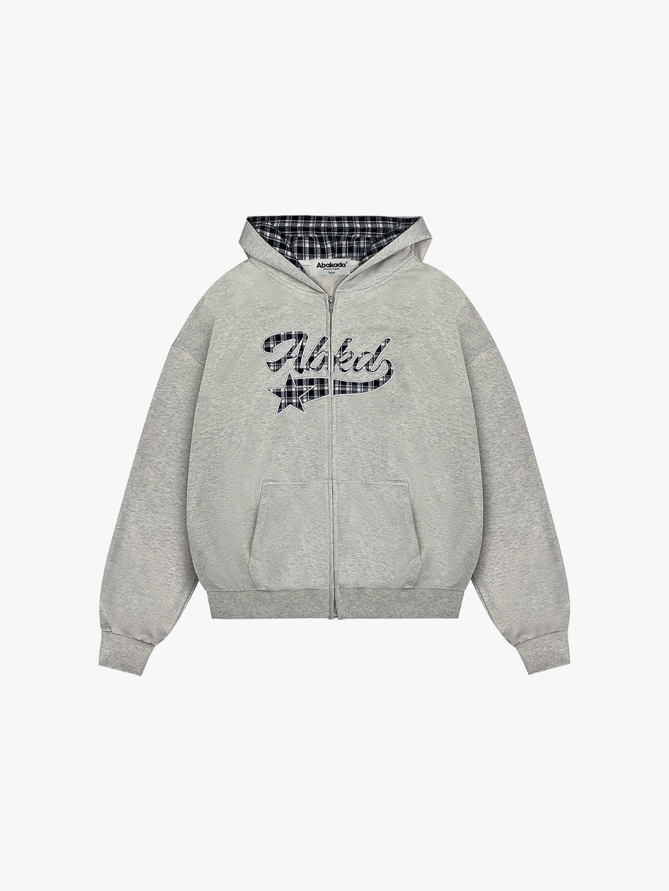 PLAID VARSITY ZIP-UP (GREY)