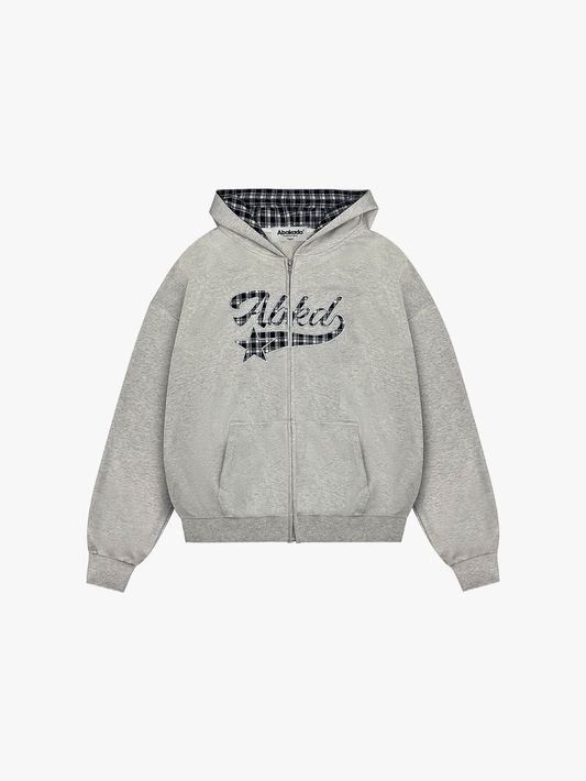 PLAID VARSITY ZIP-UP (GREY)