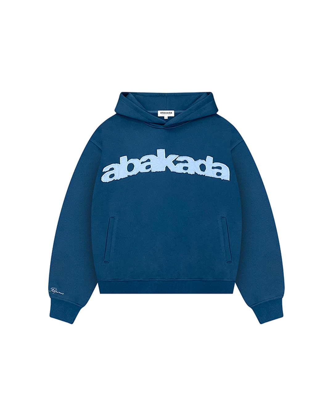 DISTRESSED PATCH PULLOVER (BLUE)