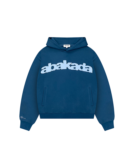 DISTRESSED PATCH PULLOVER (BLUE)
