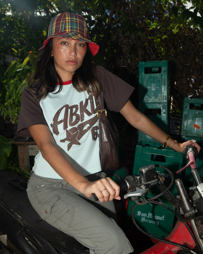 RETRO RAGLAN BABY TEES (LIGHT BLUE/BROWN)