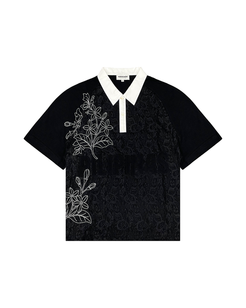 SAMPAGUITA LACED POLO (BLACK)