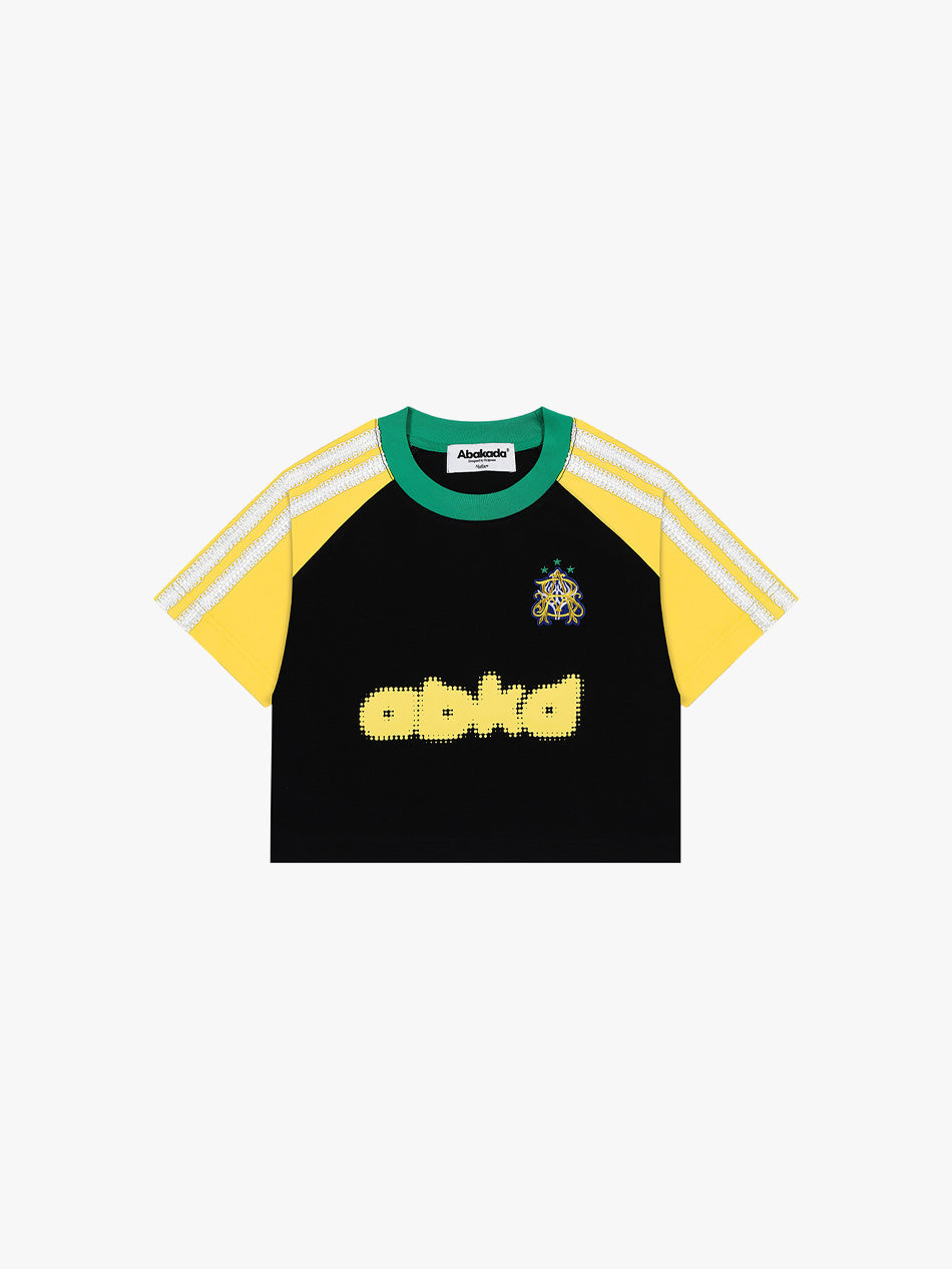 RAGLAN LACED CROP TOP (YELLOW/BLACK)