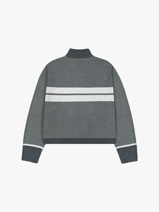 KNIT CARDIGAN ZIP-UP (GREY)