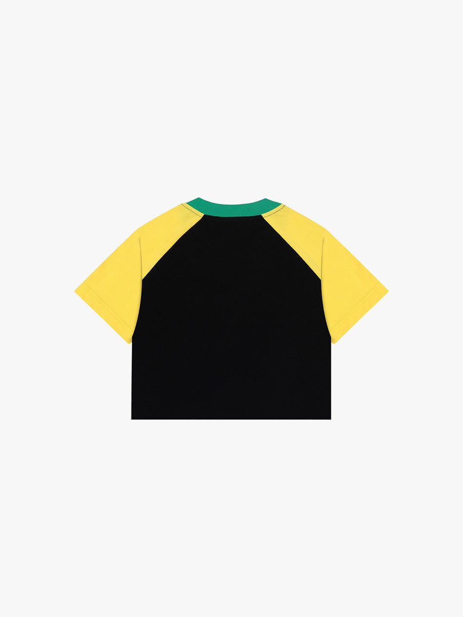 RAGLAN LACED CROP TOP (YELLOW/BLACK)