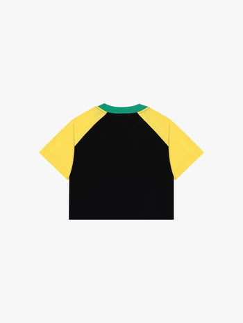 RAGLAN LACED CROP TOP (YELLOW/BLACK)