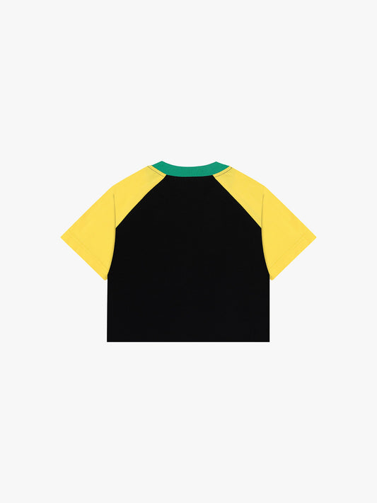 RAGLAN LACED CROP TOP (YELLOW/BLACK)