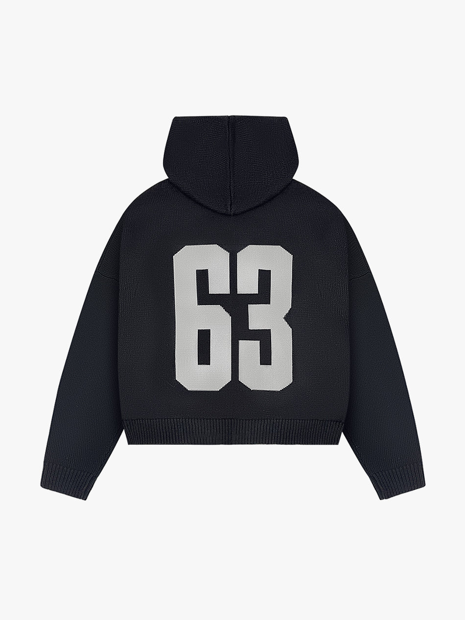 KNITTED ZIP-UP HOODIE (BLACK)