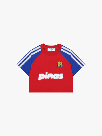 RAGLAN LACED CROP TOP (BLUE/RED)