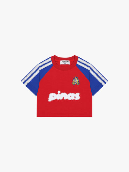 RAGLAN LACED CROP TOP (BLUE/RED)