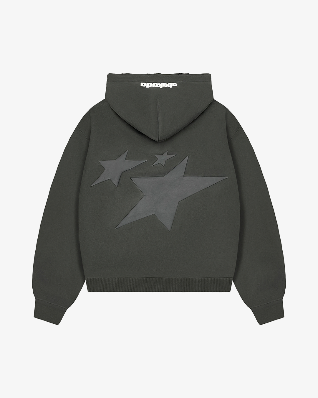 DISTRESSED LETTER PATCH ZIP-UP (DARK GREY)