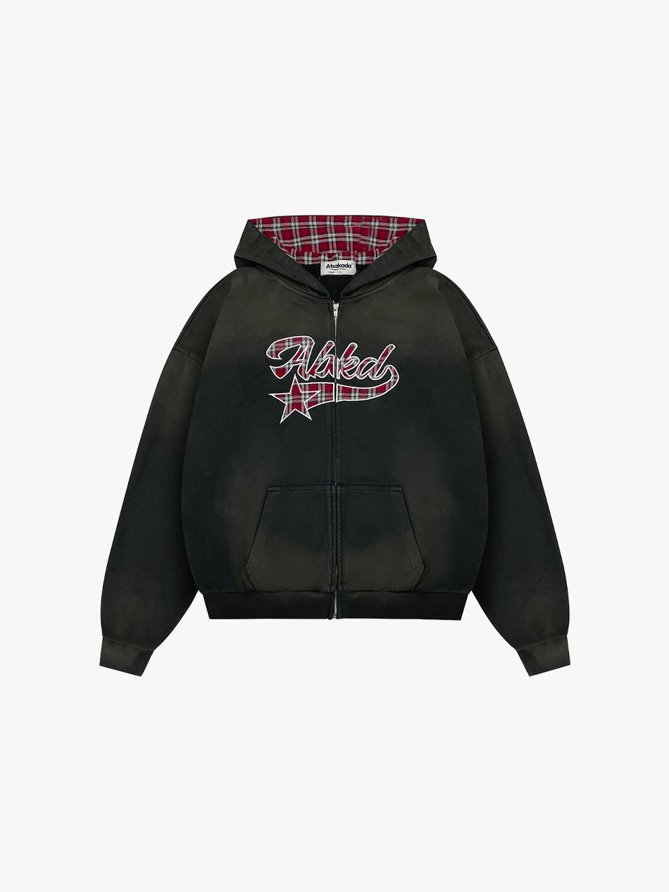 PLAID VARSITY ZIP-UP (BLACK)