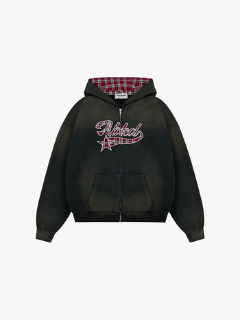PLAID VARSITY ZIP-UP (BLACK)