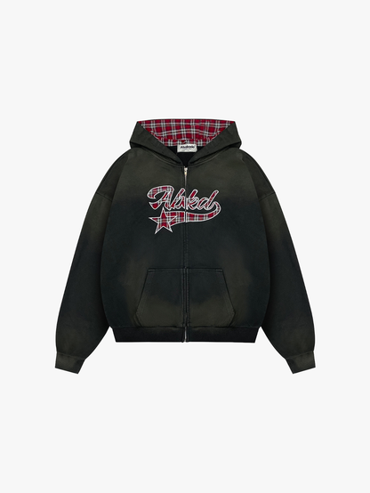 PLAID VARSITY ZIP-UP (BLACK)