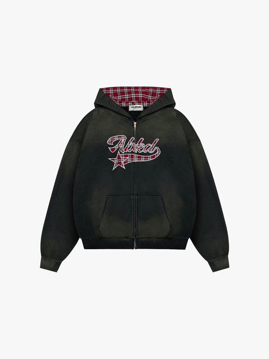 PLAID VARSITY ZIP-UP (BLACK)