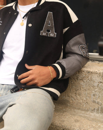 RACING LEATHER JACKET (BLACK/GREY)