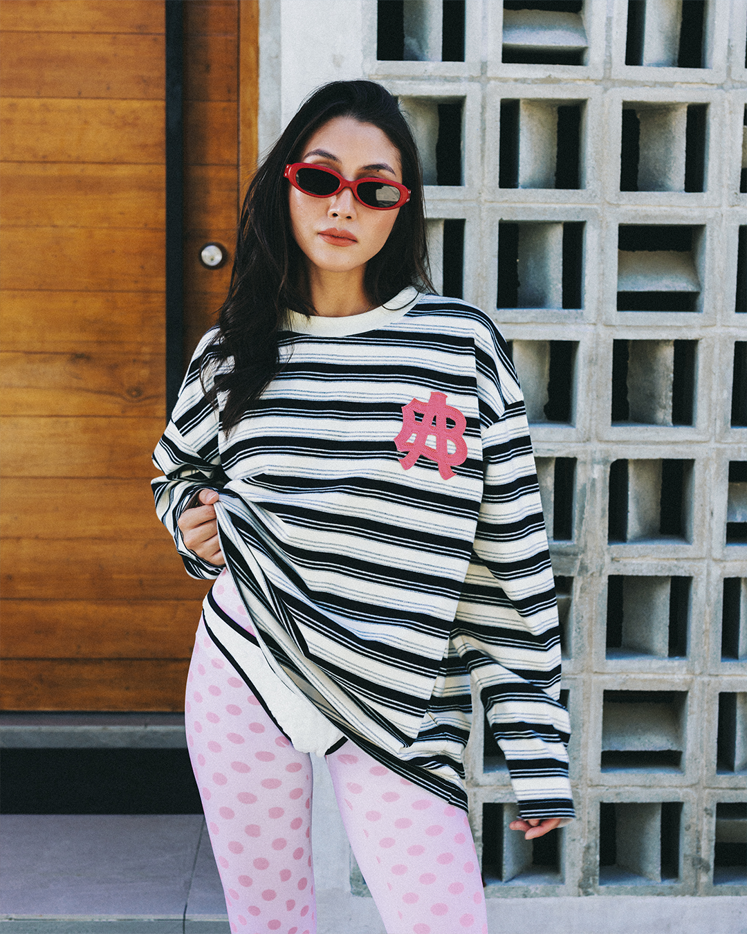 STRIPED LOGO LONGSLEEVE (WHITE)