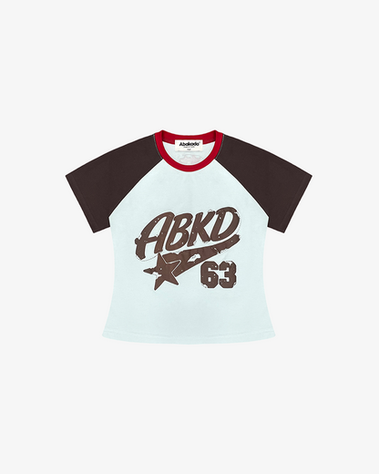RETRO RAGLAN BABY TEES (LIGHT BLUE/BROWN)