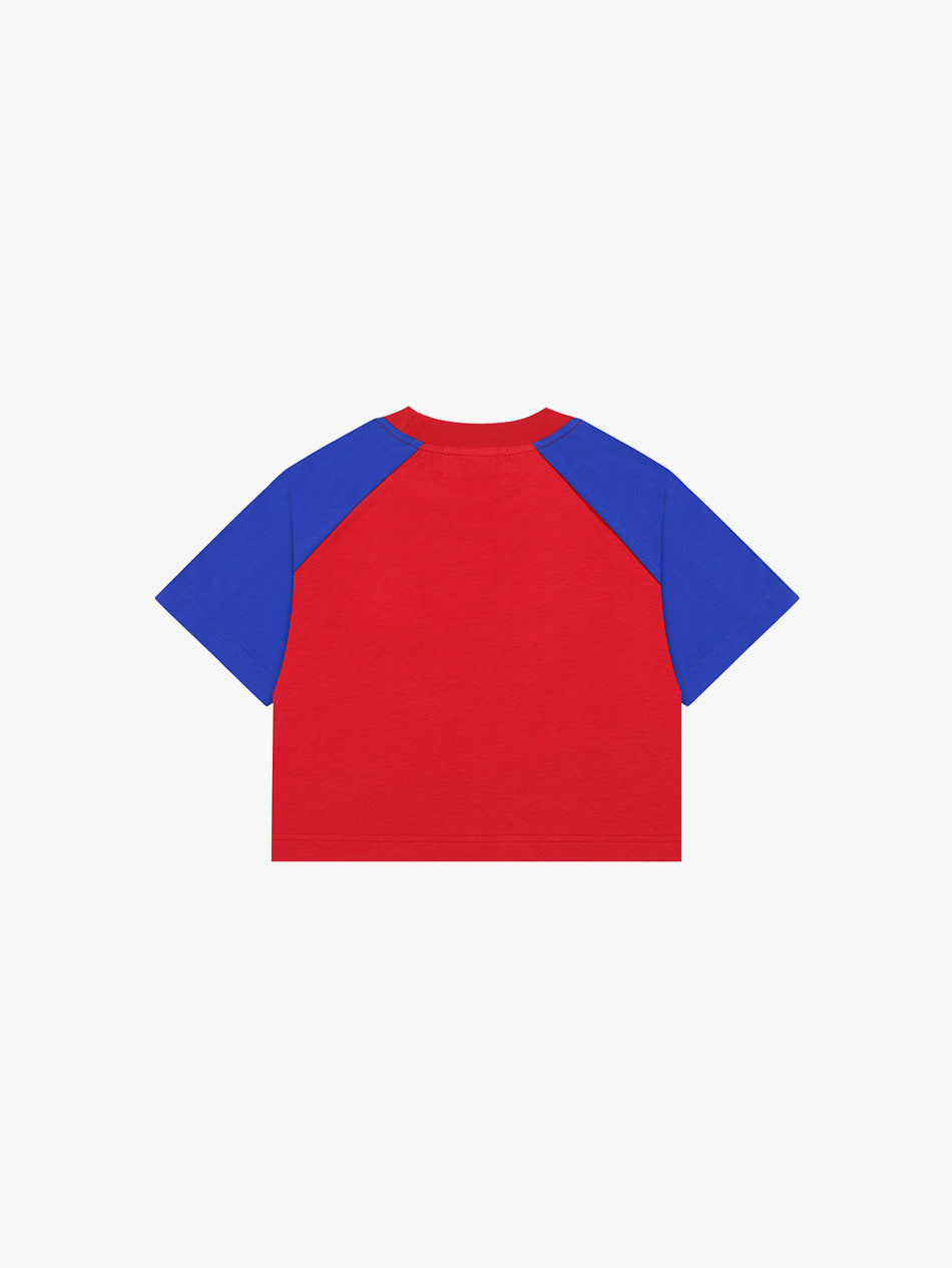 RAGLAN LACED CROP TOP (BLUE/RED)
