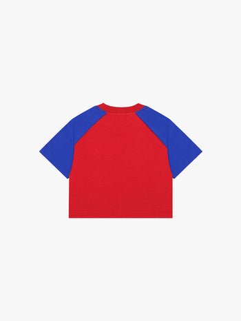 RAGLAN LACED CROP TOP (BLUE/RED)