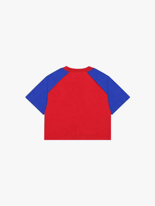 RAGLAN LACED CROP TOP (BLUE/RED)
